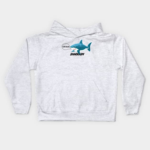 Funny Shark - I love Salad Kids Hoodie by IDesign23